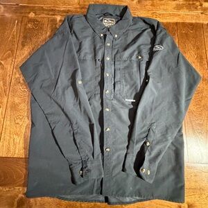 Drake Waterfowl Systems Black Long Sleeve Button Down Vented Shirt Men's